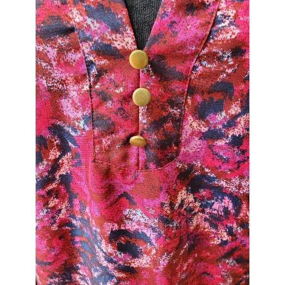 Time And Tru Women Multicolor Polyester V-Neck Long Sleeve Casual Top Blouse 22 - Picture 2 of 12